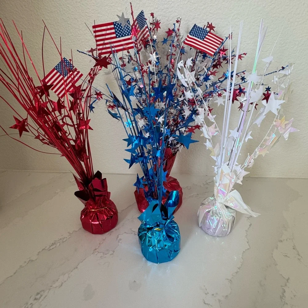 Party supplies. Patriotic Foil Spray Centerpiece/Balloon Weights